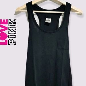 PINK VICTORIA'S SECRET•BLACK LOOSE FIT TANK•XS